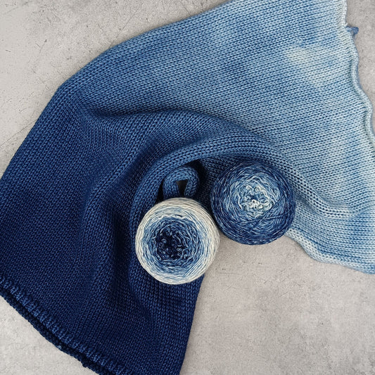 Medium Washed Denim - Gradient Sock Set - Black Tit Fingering/Sock - 80/20 Merino Nylon
