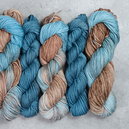 Beach Day - Smallish Feet Set - Blue Tit Fingering/Sock - 75/25 Merino Nylon