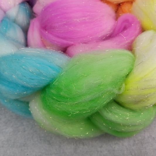 Pastel Neon Rainbow - Merino Gold Stellina Top - 22 micron
