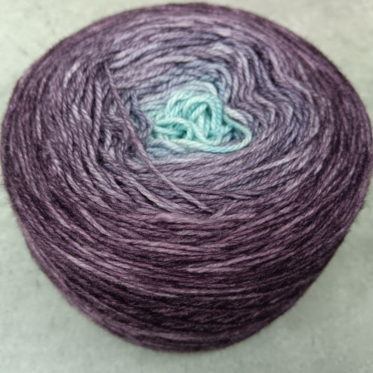 Eggplant with a View - Shawl Size - 200 grams - Mongolian Lark Fingering - 70/20/10 Merino Yak Silk