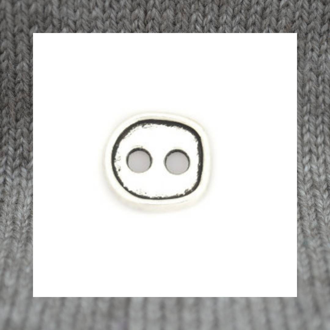 Two Hole button metal flat buttons in a zinc based alloy, antique silver, 13mm 12mm 4/8"