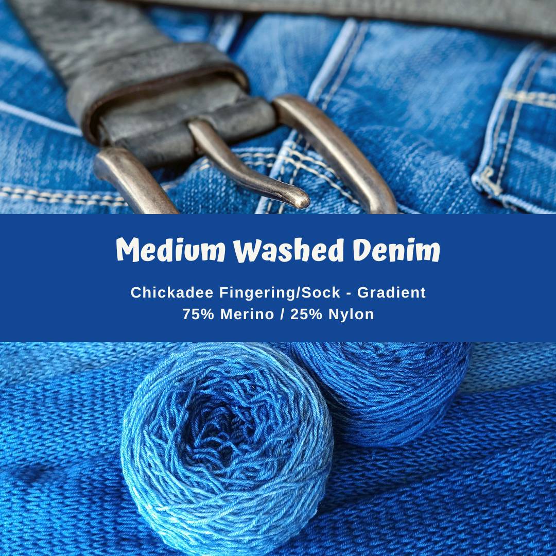 Gradient - Medium Washed Denim - Chickadee Fingering/Sock - Ready to ship
