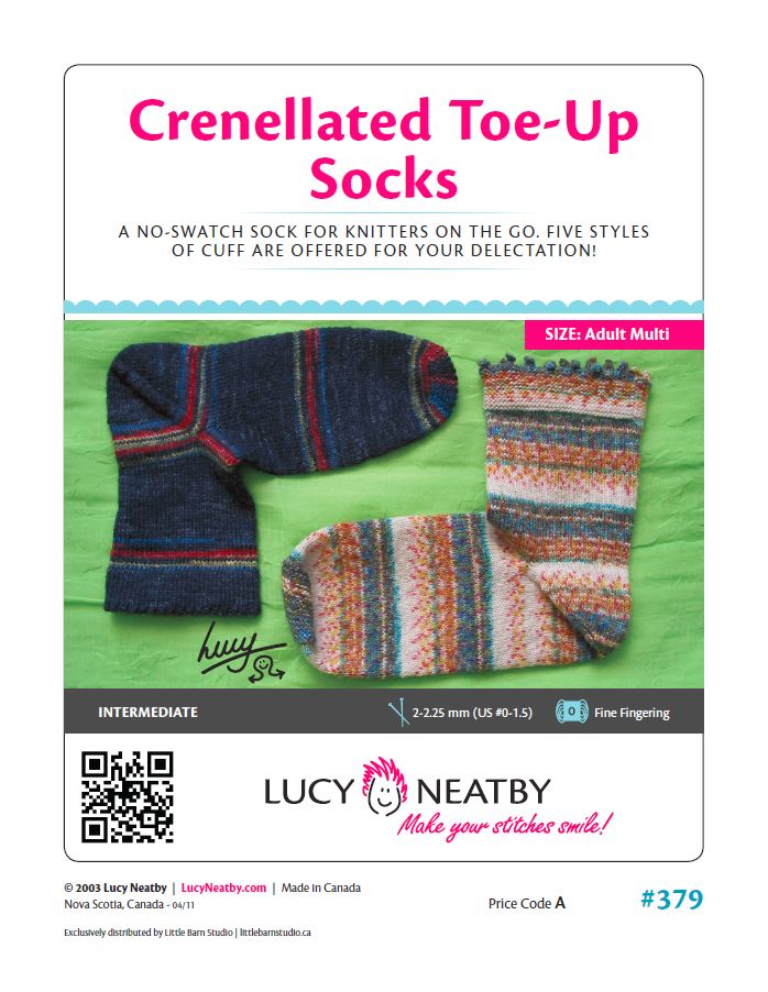 Crenellated Toe-Up Socks by Lucy Neatby | Digital Pattern