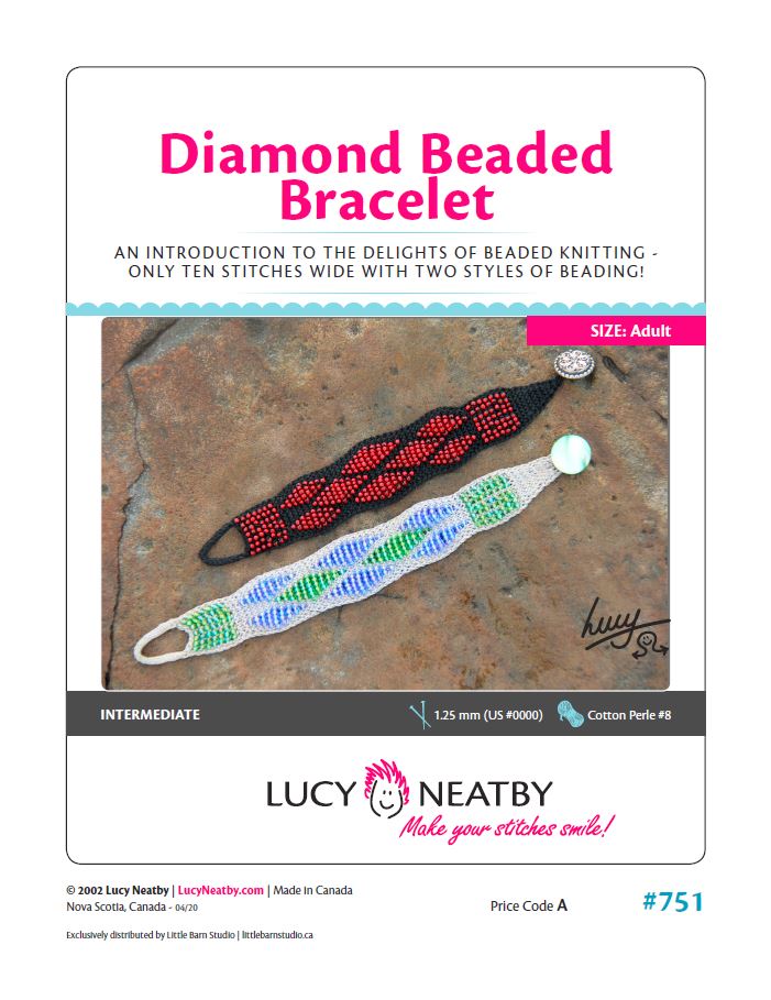 Diamond-Patterned Beaded Bracelet by Lucy Neatby - Digital Pattern