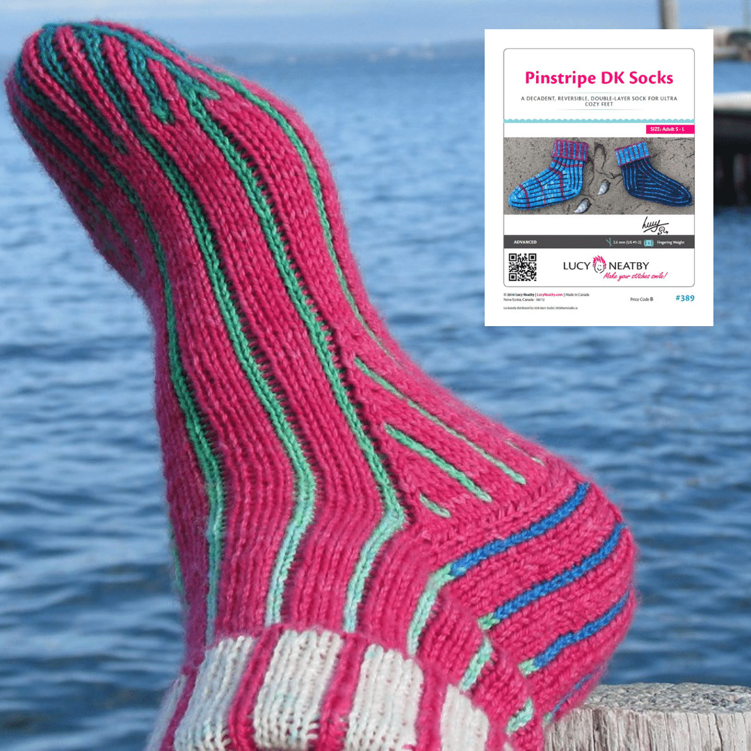 Chaussettes à rayures fines en tricot double par Lucy Neatby | Patron numérique
