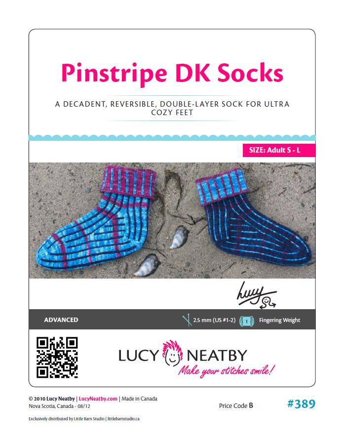 Chaussettes à rayures fines en tricot double par Lucy Neatby | Patron numérique