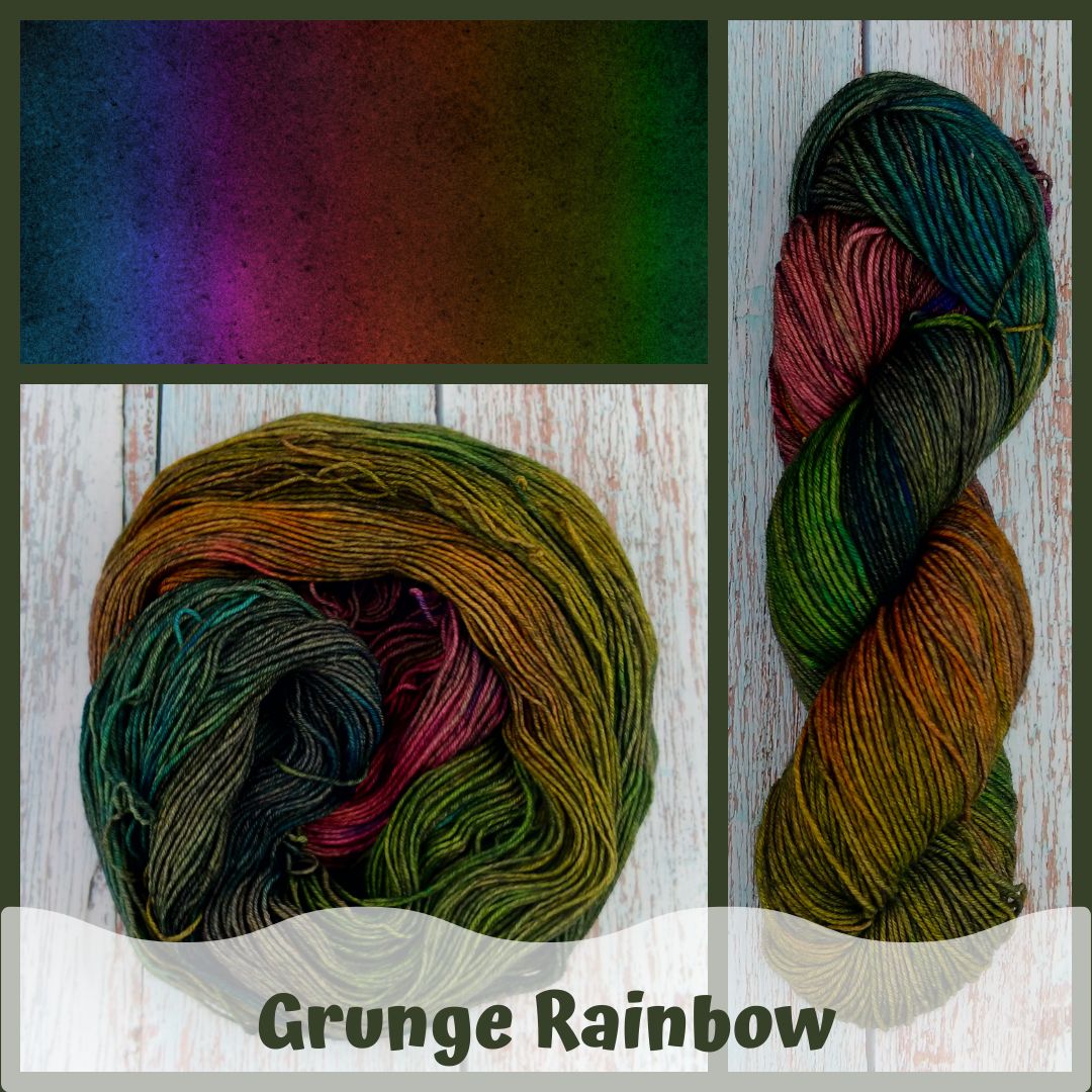 Grunge Rainbow - Chickadee Fingering/Sock - Merino/Nylon - Ready to ship