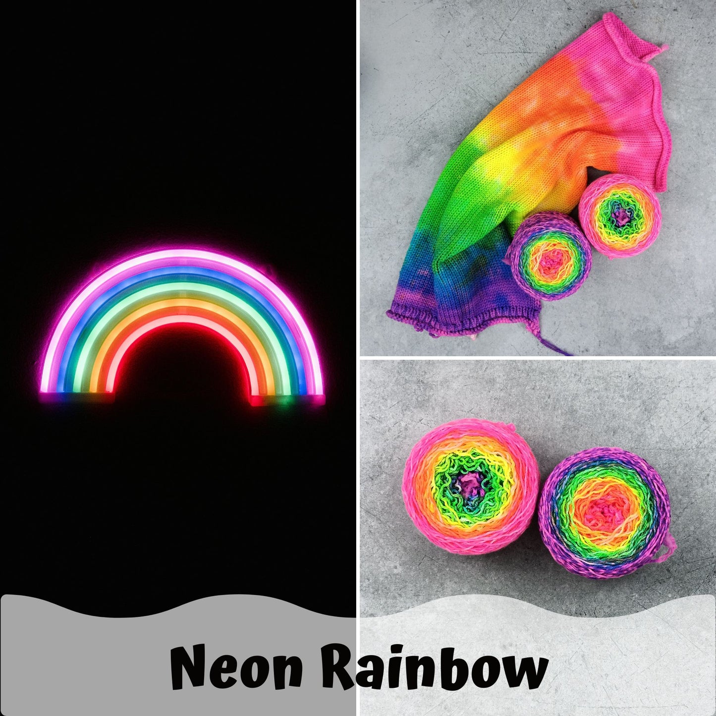 Neon Rainbow - Gradient Sock Set - Black Tit Fingering/Sock - 80/20 Merino Nylon