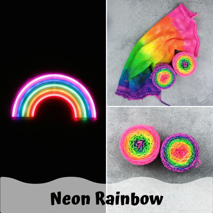 Neon Rainbow - Gradient Sock Set - Black Tit Fingering/Sock - 80/20 Merino Nylon