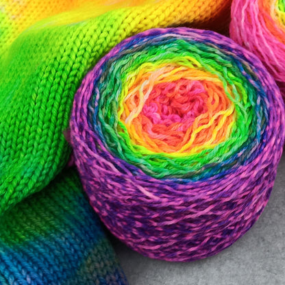 Neon Rainbow - Gradient Sock Set - Black Tit Fingering/Sock - 80/20 Merino Nylon