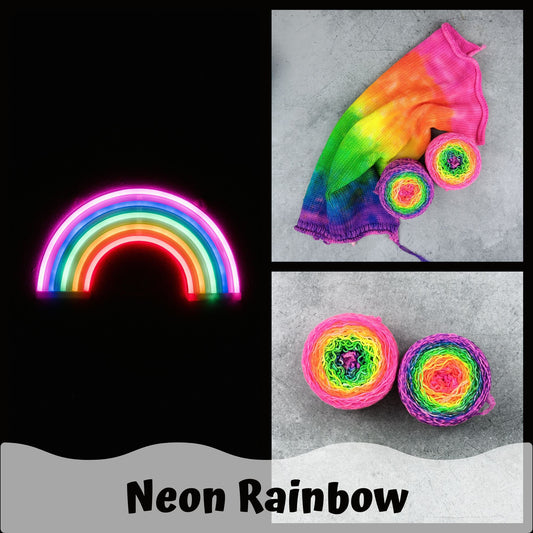 Neon Rainbow - Gradient Sock Set - Black Tit Fingering/Sock - 80/20 Merino Nylon