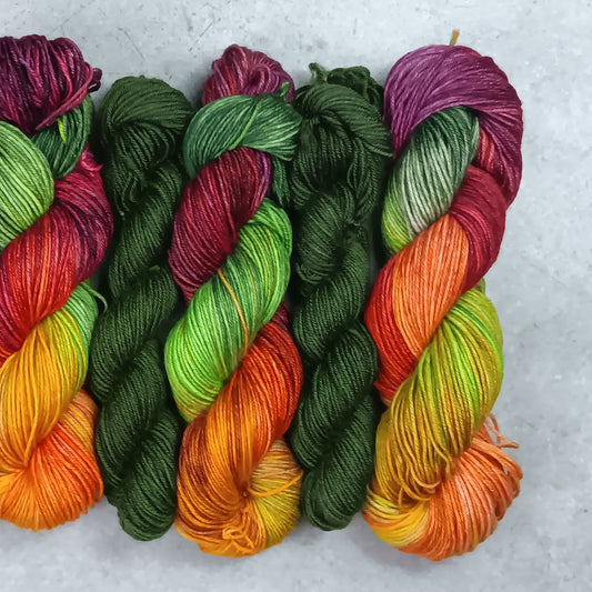 Autumn but not in the Prairies - Smallish Feet Set - Blue Tit Fingering/Sock - 75/25 Merino Nylon