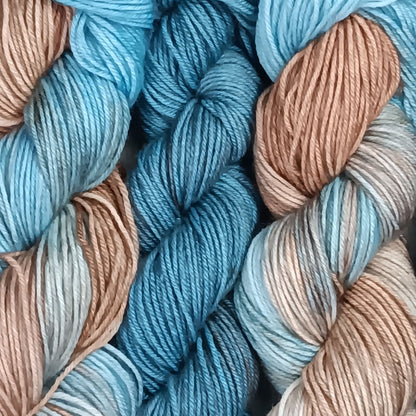 Beach Day - Smallish Feet Set - Blue Tit Fingering/Sock - 75/25 Merino Nylon