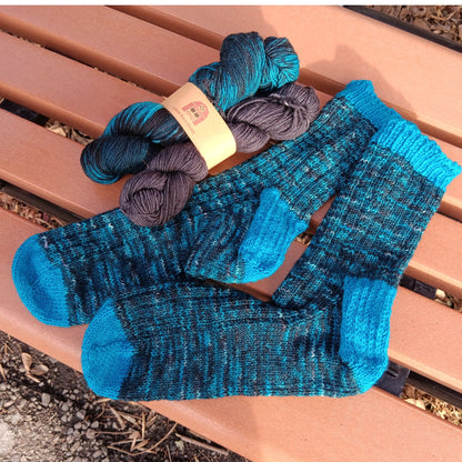 Goth In The Caribbean - Smallish Feet Set - Blue Tit Fingering/Sock - 75/25 Merino Nylon