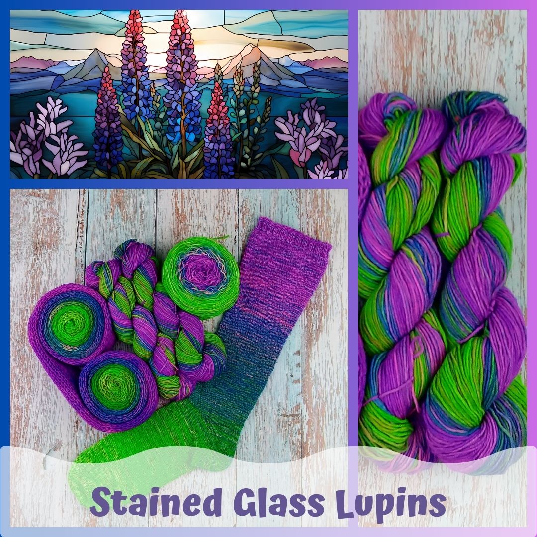 Gradient - Stained Glass Lupins - Chickadee Fingering/Sock - Ready to ship