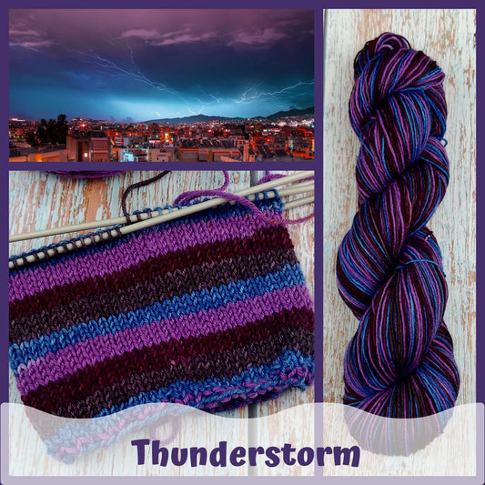 Thunderstorm - Self-striping - Chickadee Fingering/Sock - Ready to ship