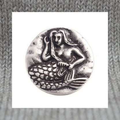 Mermaid motif silver metal shank buttons in a zinc based alloy 19mm 6/8"
