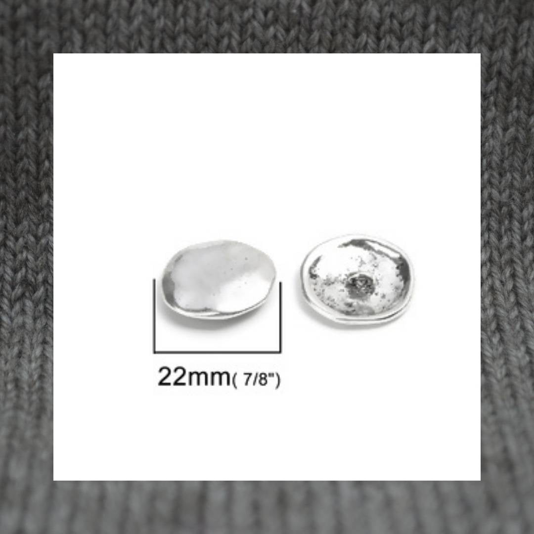 Silver plated metal shank buttons in a zinc based alloy 22mm 20mm 6/8"