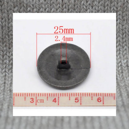 Carved Flower pattern metal shank buttons in a zinc based alloy, dark antique silver, 25mm 1"