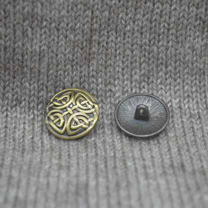 Celtic Knot metal shank buttons in a zinc based alloy, antique bronze, 17mm 5/8"