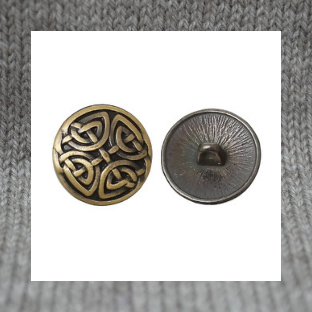Celtic Knot metal shank buttons in a zinc based alloy, antique bronze, 17mm 5/8"