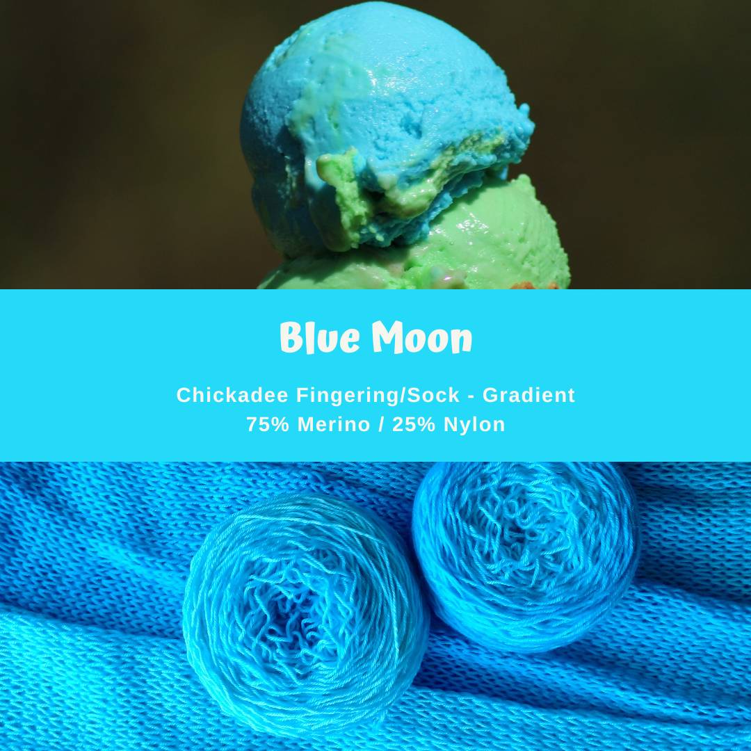 Gradient - Blue Moon Ice Cream - Chickadee Fingering/Sock - Ready to ship