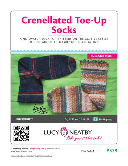 Crenellated Toe-Up Socks by Lucy Neatby | Digital Pattern