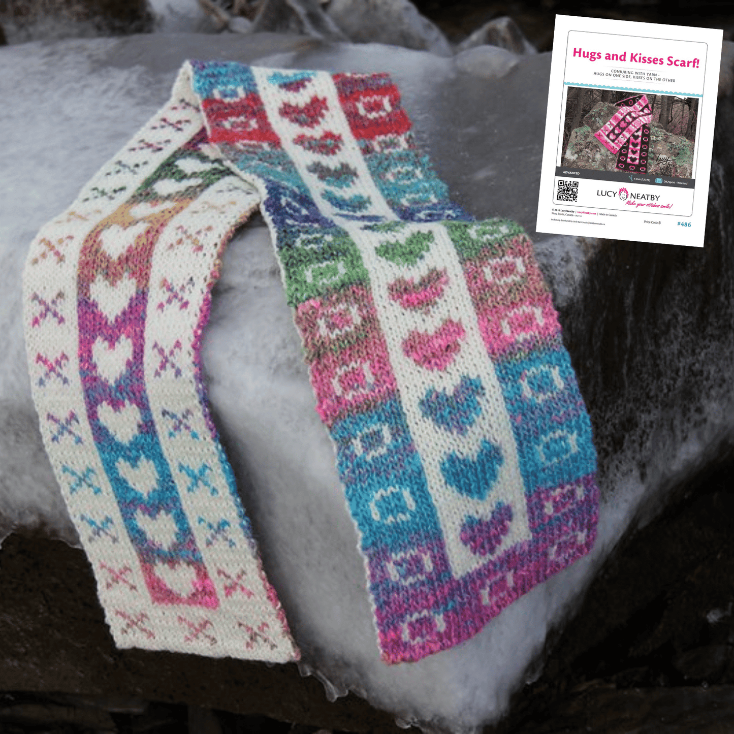 Hugs and Kisses Scarf by Lucy Neatby - Digital Pattern