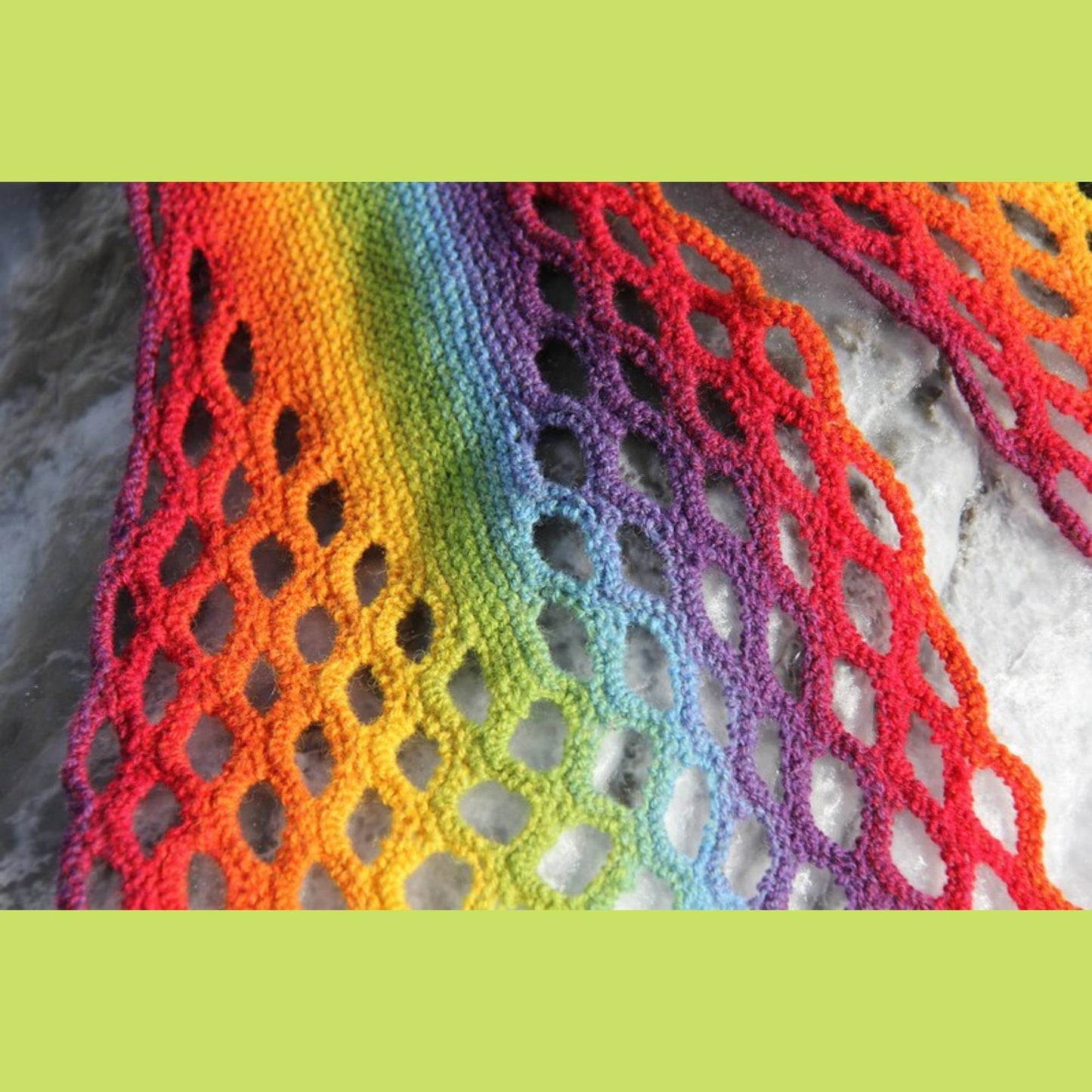 Digital knitting pattern for the Fishtail Scarf by Lucy Neatby, a scarf with an interesting method to create holes.