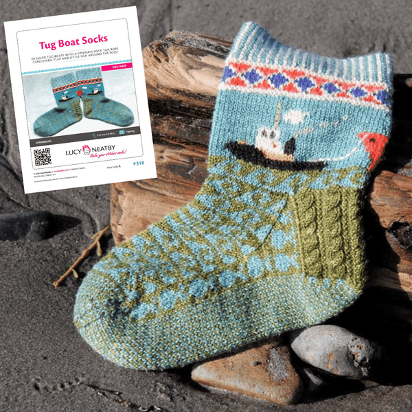Tug Boat Socks by Lucy Neatby  Digital Pattern – Little Barn Studio